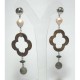 Earrings with pearls, mother of pearl, hematite and astrophyllite