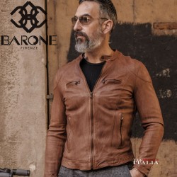 【BARONE FIRENZE】GIACCA MICHELE PELLE LAVATA VINTAGE TDM