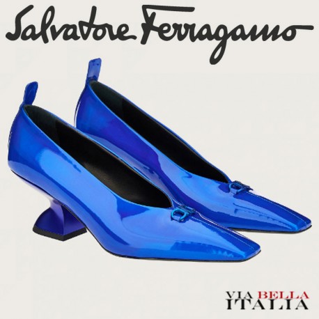 salvatore ferragamo blue heels