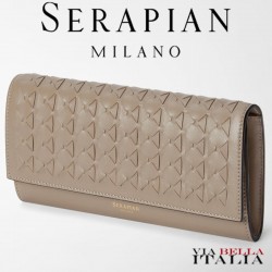Serapian Tri-Fold Wallet in Mosaico, Woman, black/off-white