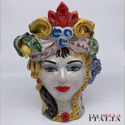 Ceramica di Caltaginone Testa di Moro H 27 CM Regina