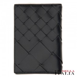 【BOTTEGA VENETA】PORTA PASSAPORTO IN PELLE CON MOTIVO INTRECCIATO