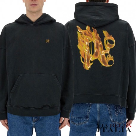 【Palm Angels】BURNING MONOGRAM コットン フーディ