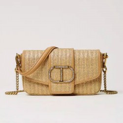 TWINSET- Raffia 'Amie' shoulder bag with lurex