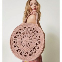 TWINSET- Crochet ‘Portofino’ shopper bag with logo