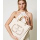 TWINSET- Canvas ‘Bloom’ shopper bag with Oval T