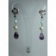 Silver earrings with fluorite, amethyst, Swarovski crystal and pearls