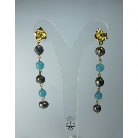 Earrings with pearls and angelite