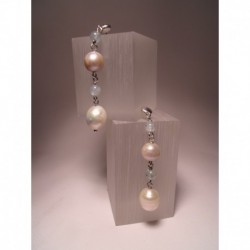 Silver earrings with pearls and aquamarine