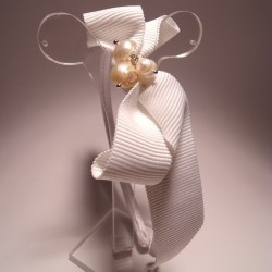 Alice band with white ribbon and pearls