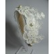 Headband with white embroidery application and pearls