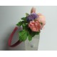 Headband in pink satin with flower and pearls