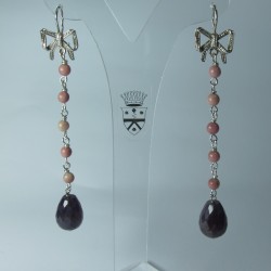 Orecchini in argento con ametista e rhodonite